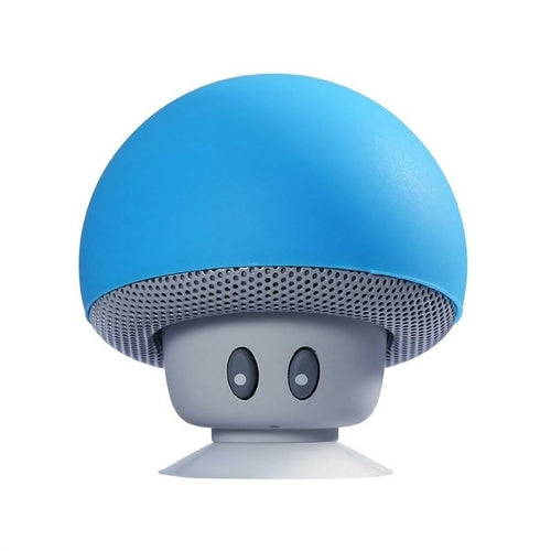 Yellow Pandora portable wireless mushroom Bluetooth speaker with built-in mic, shown connected to a mobile device.