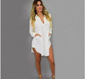 Summer Sexy V Neck Short Beach Dress Chiffon White Mini Loose Casual T