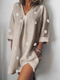 Fashion Stylist Dress Womens Summer V-Neck Dresses Casual Polka Dot
