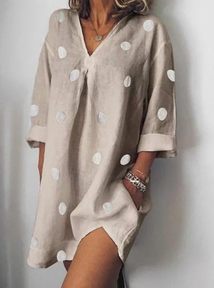 Fashion Stylist Dress Womens Summer V-Neck Dresses Casual Polka Dot