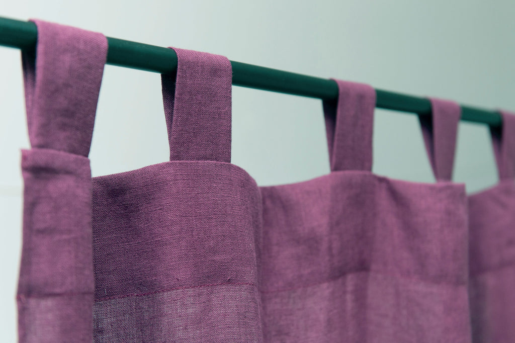 Dark Plum linen curtain with tabs
