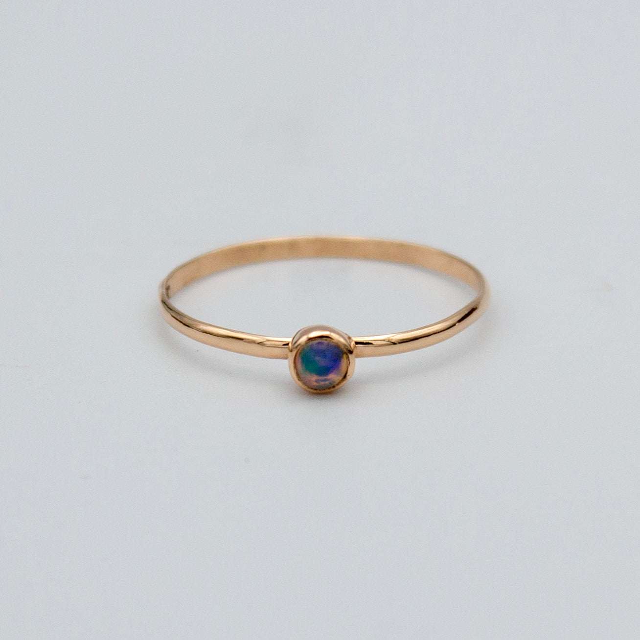 Dainty Ethiopian Opal Bezel 14k Gold Filled Ring