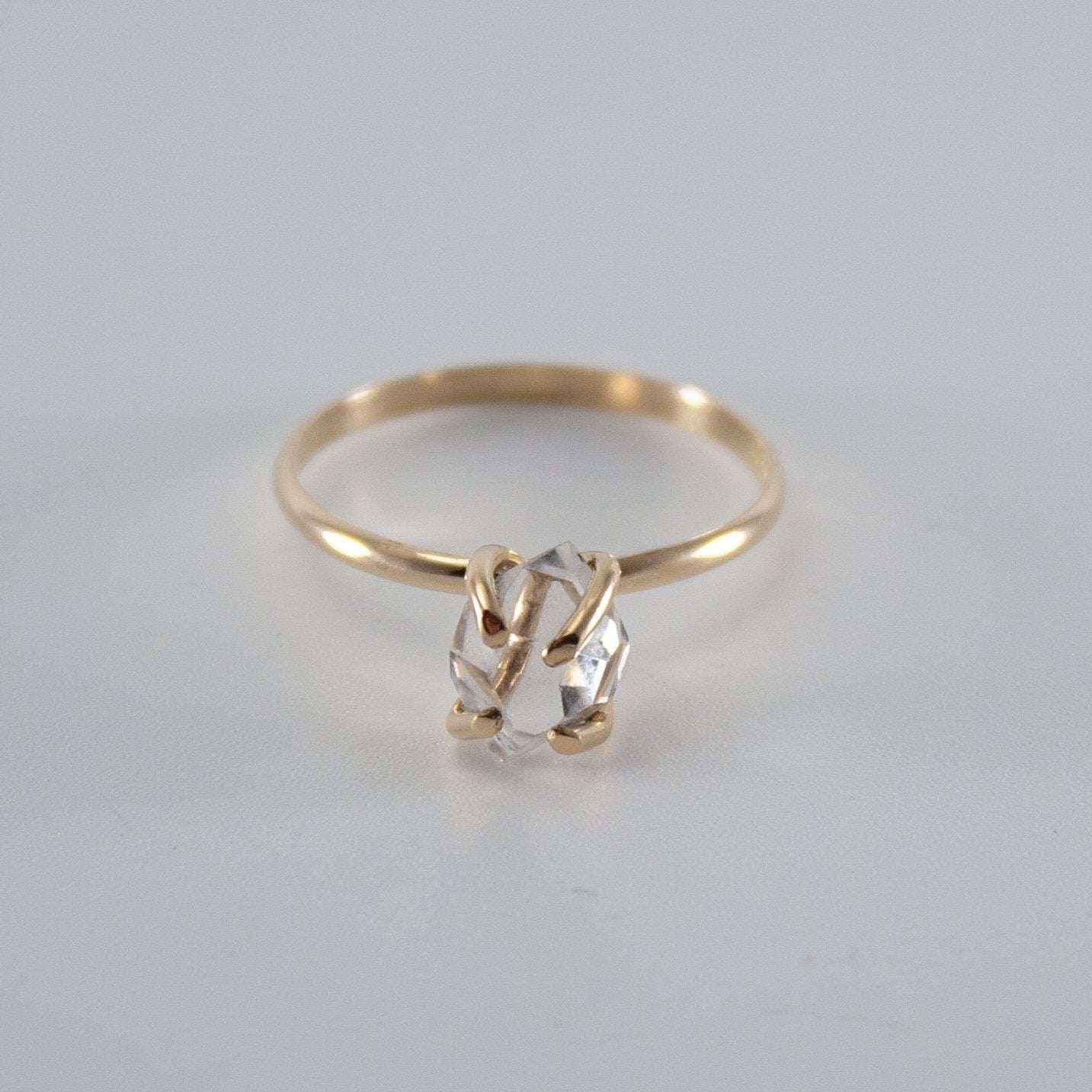 Raw Herkimer Diamond 14k Gold Filled Prong Ring