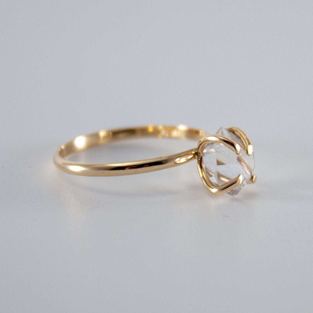 Raw Herkimer Diamond 14k Gold Filled Prong Ring