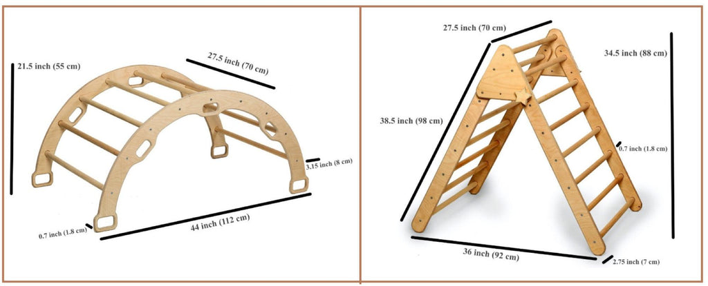 Montessori Climbing Set - Climbing Triangle / Arch Rocker, XL Pillow,