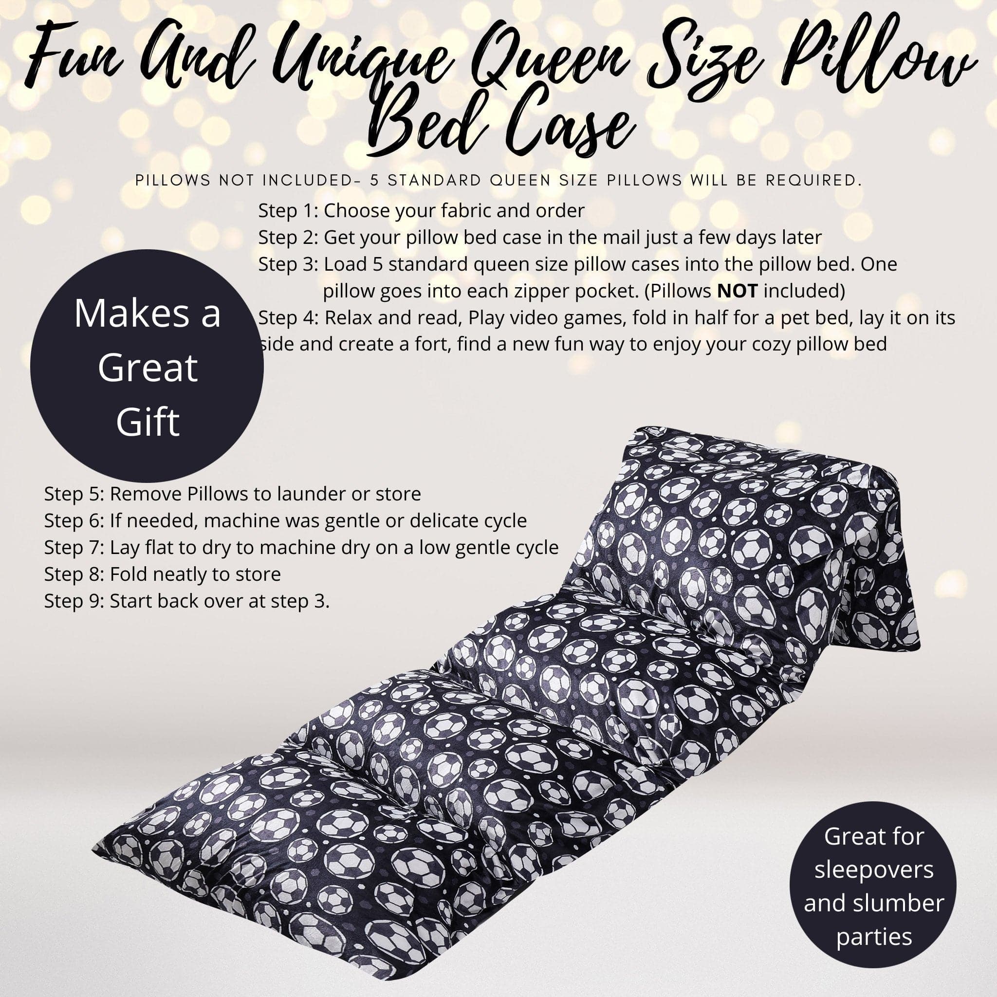 Soccer Pillow Bed Case, Floor Lounger Gift