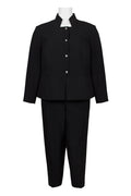 Tahari ASL High Neck Long Sleve Pockets Button Down Crepe Pants Sets