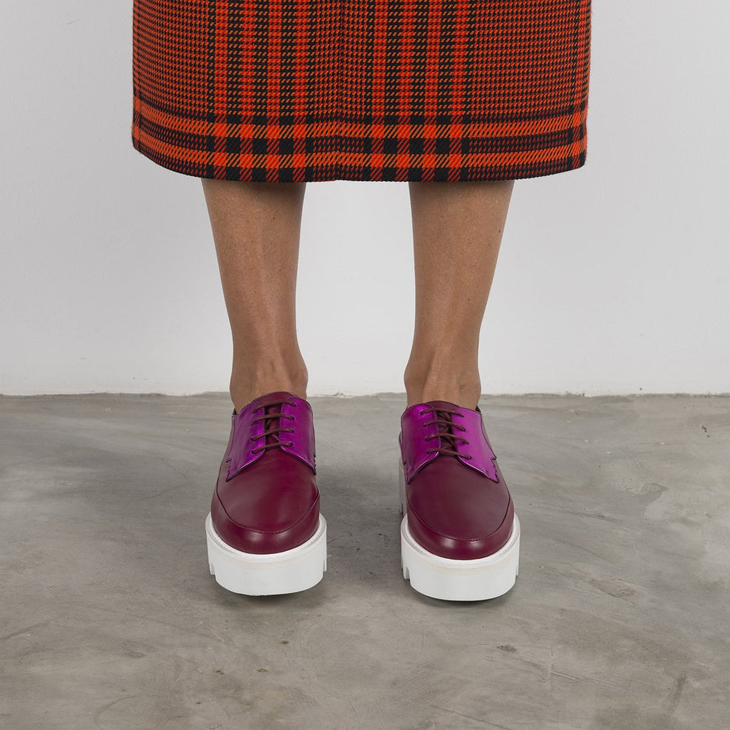 || SAMPLE SALE || FACED - Fuchsia Leather Platform Creepers