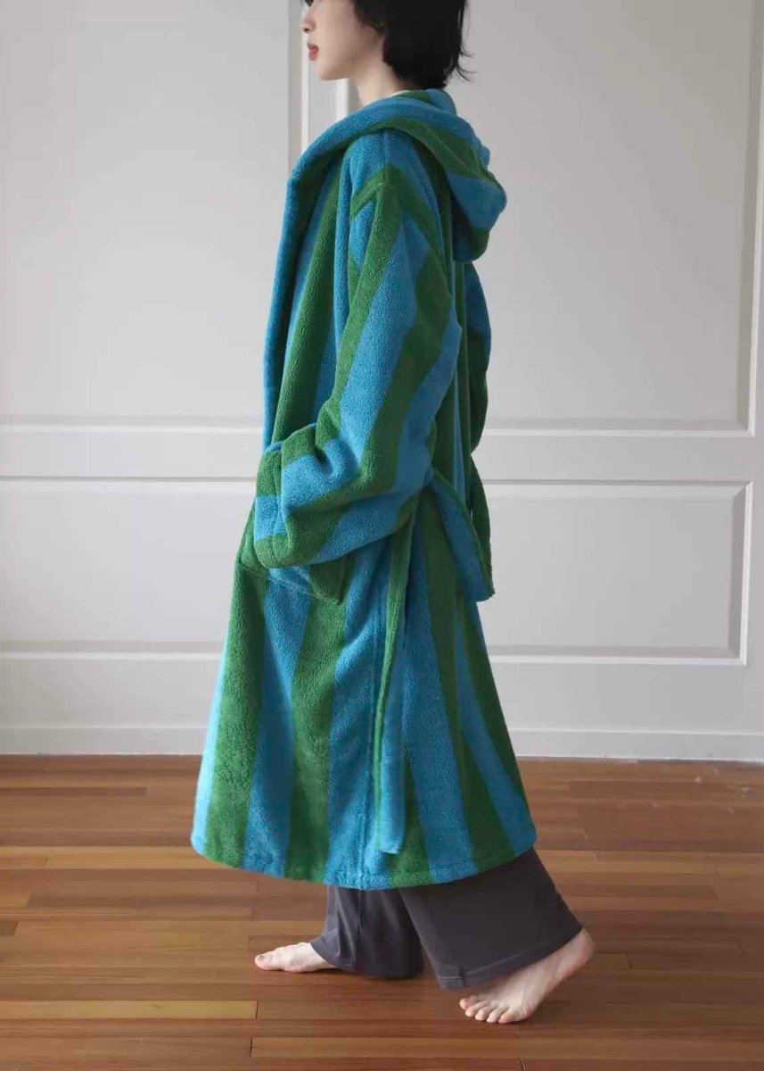 Ultra Soft Retro Whimsical Stripe Bath Robe - 100% Organic