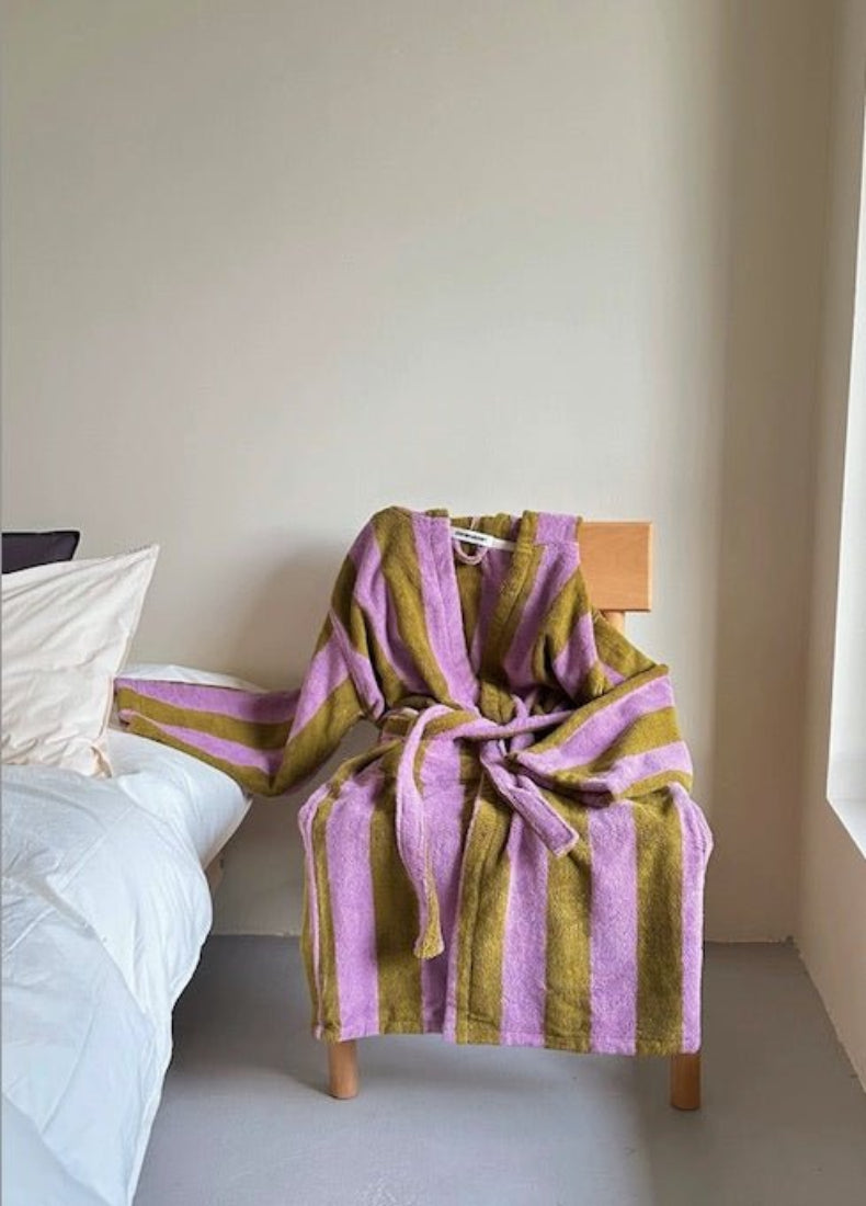 Ultra Soft Retro Whimsical Stripe Bath Robe - 100% Organic
