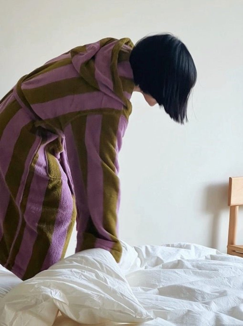 Ultra Soft Retro Whimsical Stripe Bath Robe - 100% Organic
