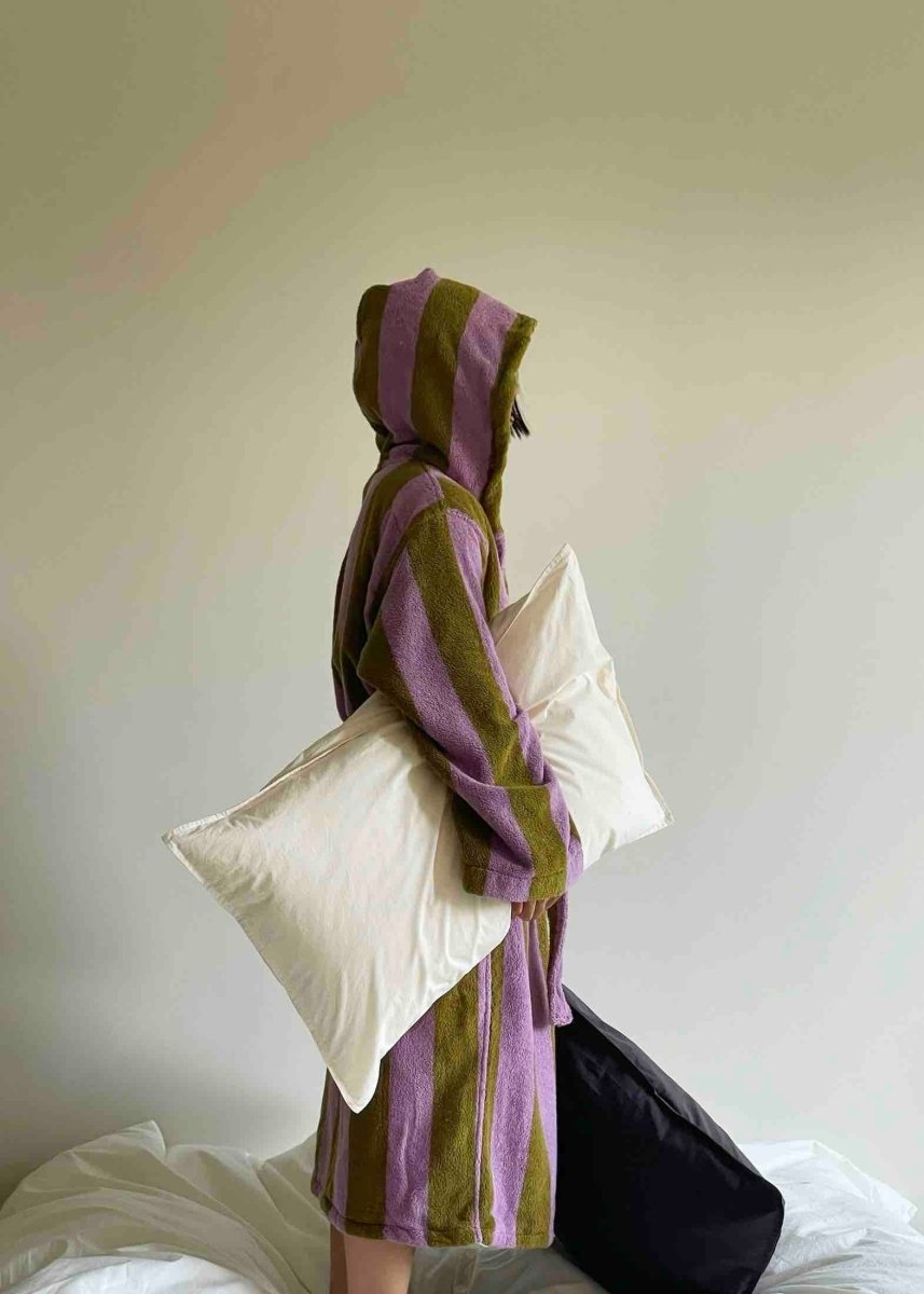 Ultra Soft Retro Whimsical Stripe Bath Robe - 100% Organic