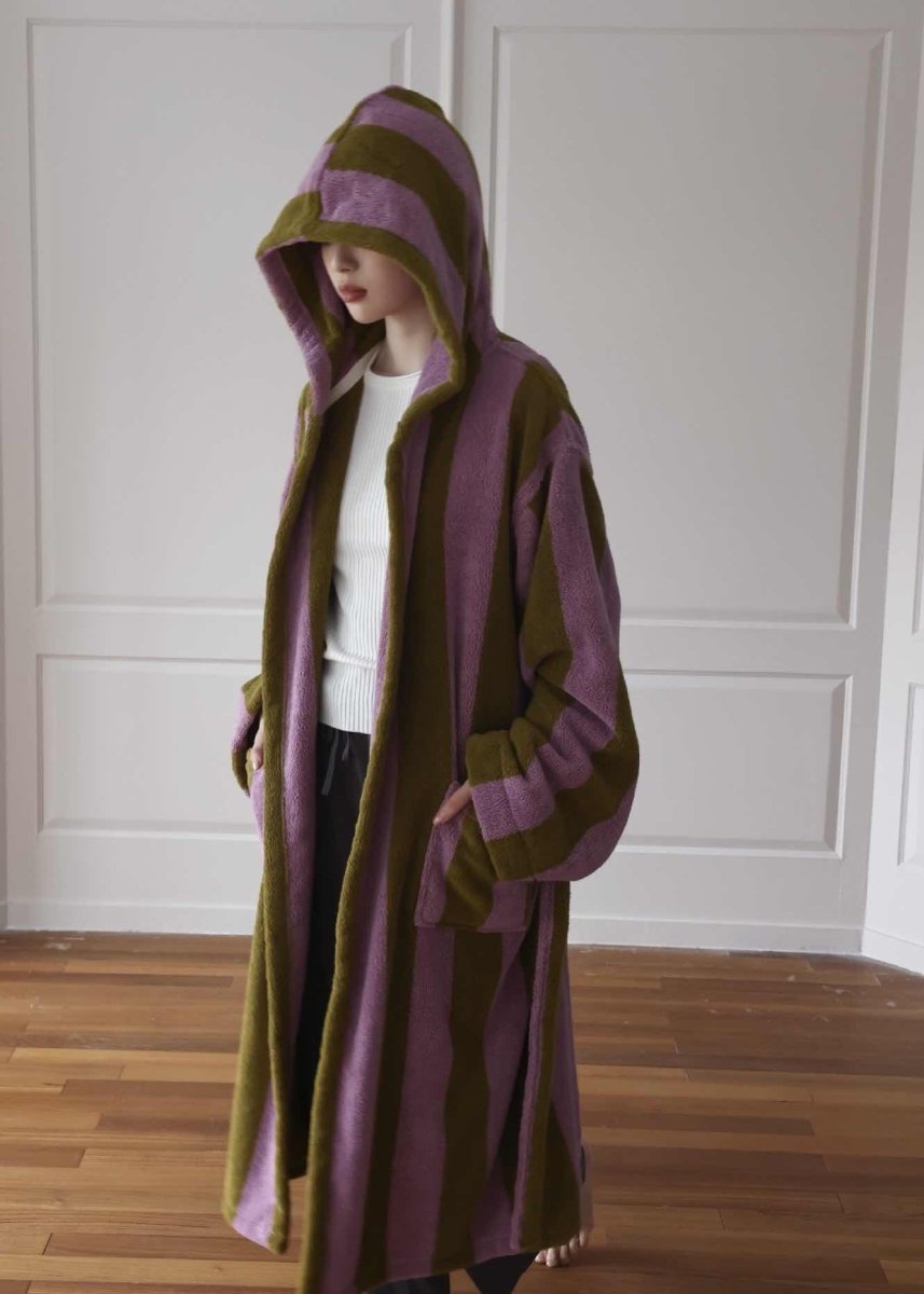 Ultra Soft Retro Whimsical Stripe Bath Robe - 100% Organic