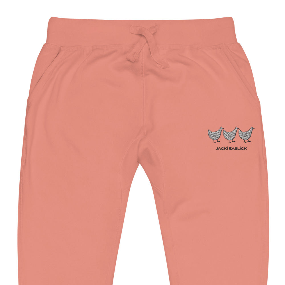 Jacki Easlick Three Chickens Unisex Fleece Sweatpants