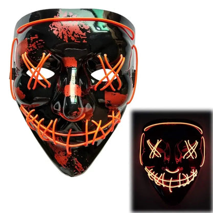 White Eucalyptus LED purge mask for pets, glow-in-the-dark Halloween costume with light-up DJ style design