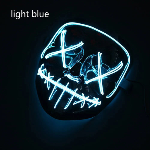 White Eucalyptus Halloween LED mask for pets, featuring glowing lights and spooky design for festive pet costume accessories.