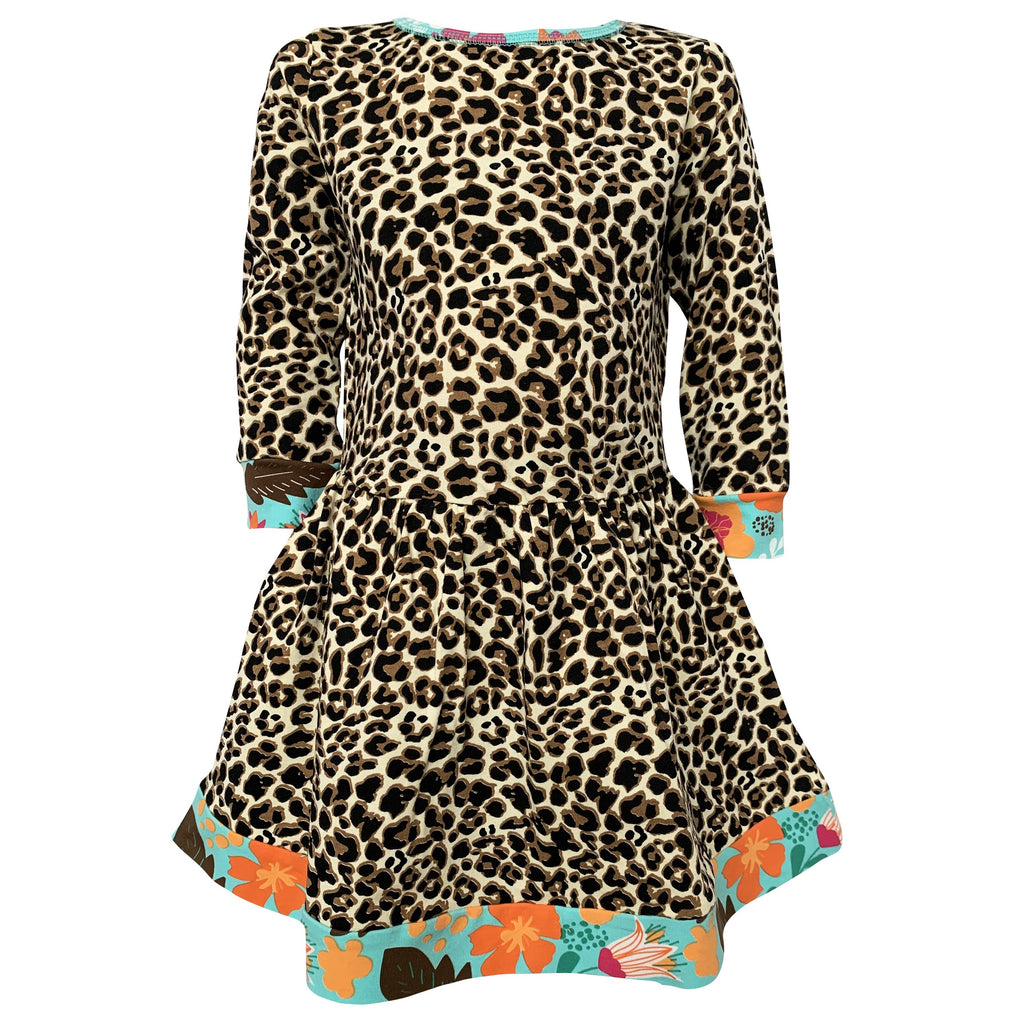 AnnLoren Big Girls Long Sleeve Leopard Fall Floral Dress Boutique