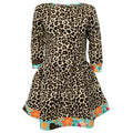 AnnLoren Big Girls Long Sleeve Leopard Fall Floral Dress Boutique