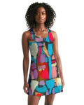 Womens Dress - Edgy Geometric Style Racerback Dress / Multicolor