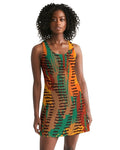 Womens Dress - Orange and Brown Geometric Style Racerback Dress