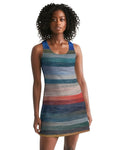 Womens Dress - Sleeveless Blue and Gray Gradient Print Racerback Dress