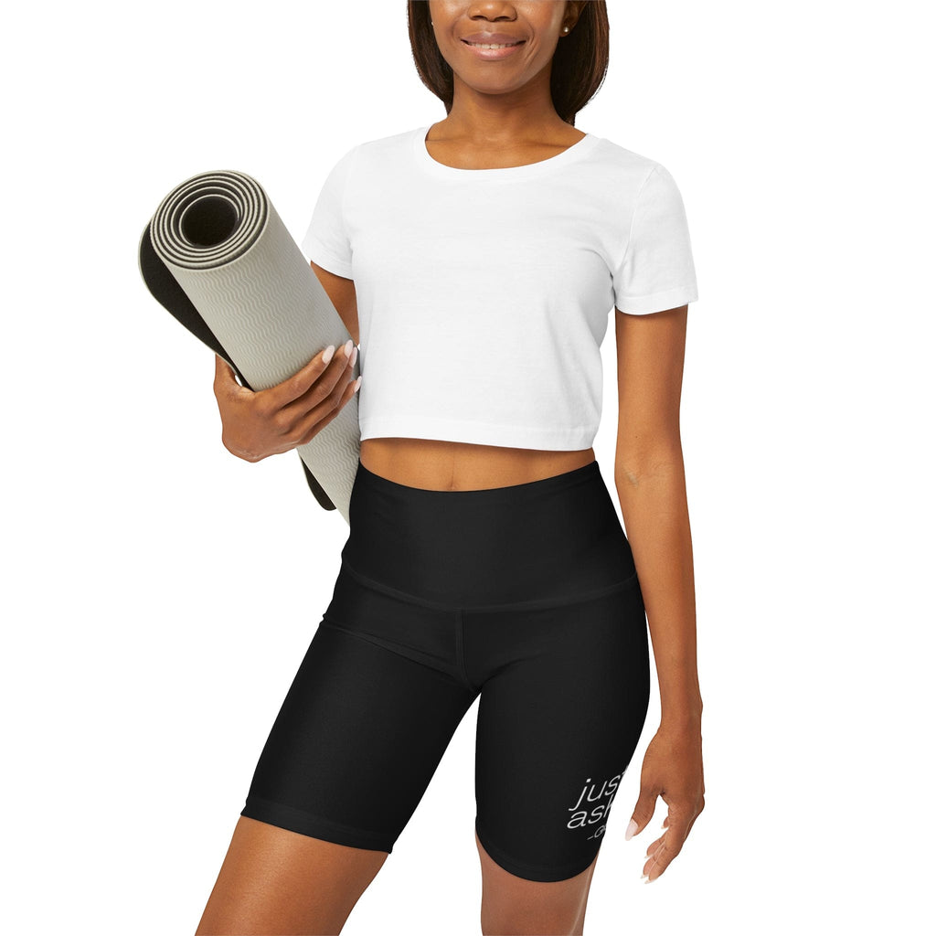 Womens High Waisted Black Yoga Shorts - just Ask God