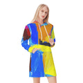 Womens Hoodie Dress - Cross with Multicolor Abstract Illustration -