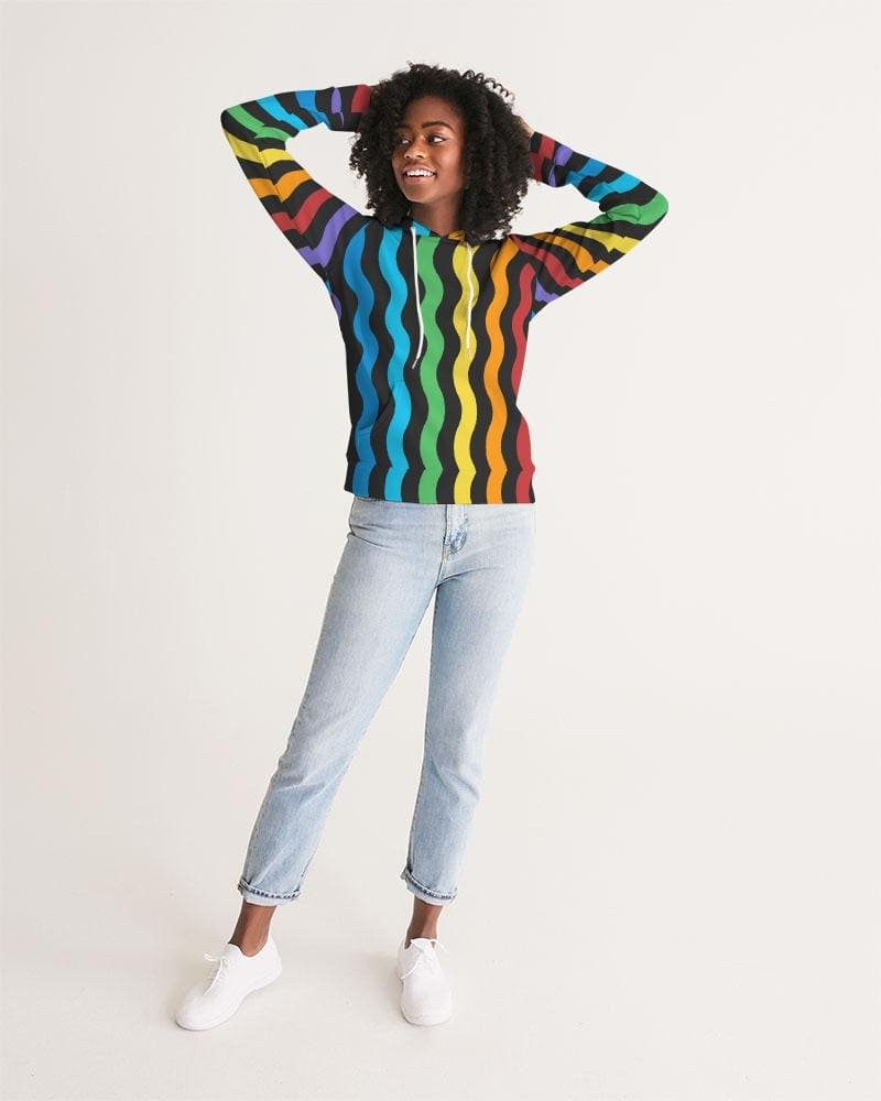 Womens Hoodie - Pullover Sweatshirt - Graphic/rainbow Stripe