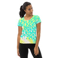Womens Stretch Fit Athletic Sports T-shirt - Cyan Blue Lime Green