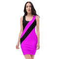 Womens Stretch Fit Bodycon Dress - Black and Pink Pattern