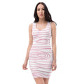 Womens Stretch Fit Bodycon Dress - Pink Line Art Sketch Print