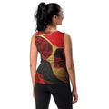 Womens Stretch Fit Tank Top - Bold Red Gold Tones Print