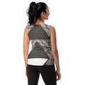 Womens Stretch Fit Tank Top - Brown and White Triangular Colorblock