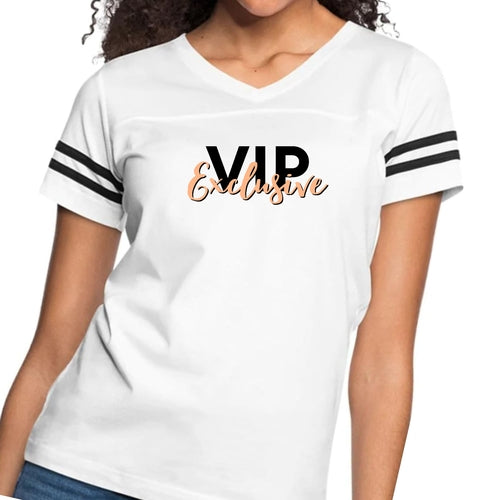 Womens Vintage Sport Graphic T-shirt - Vip Exclusive Black and Beige -