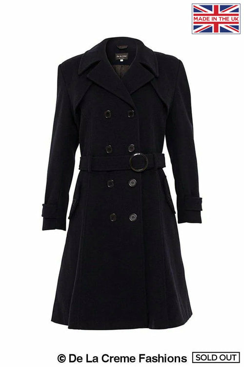 Faux Wool Blend Double Breasted Coat (1201)