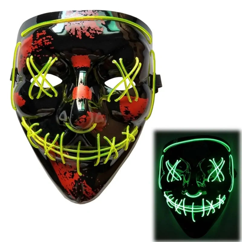 White Eucalyptus LED purge mask for pets, glow-in-the-dark Halloween costume with light-up DJ style for pets.