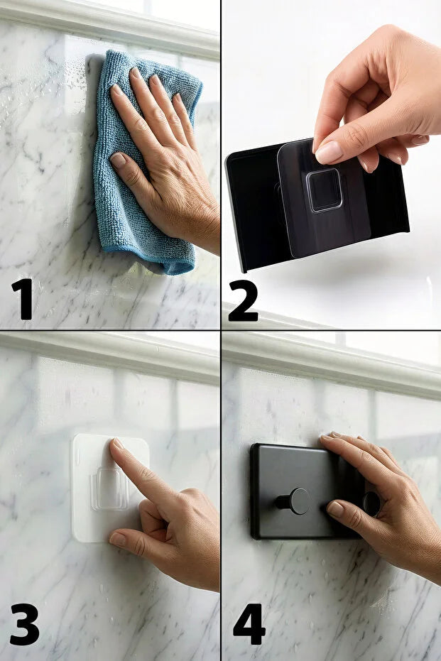 4-Pack Self Adhesive Hooks Bathroom Kitchen Wall Hooks Easy Install To
